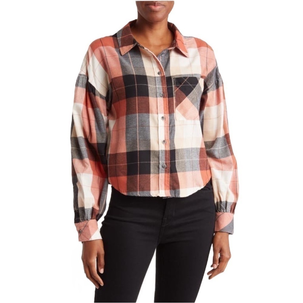SANTUARY Plaid Cropped Shirt Bianca